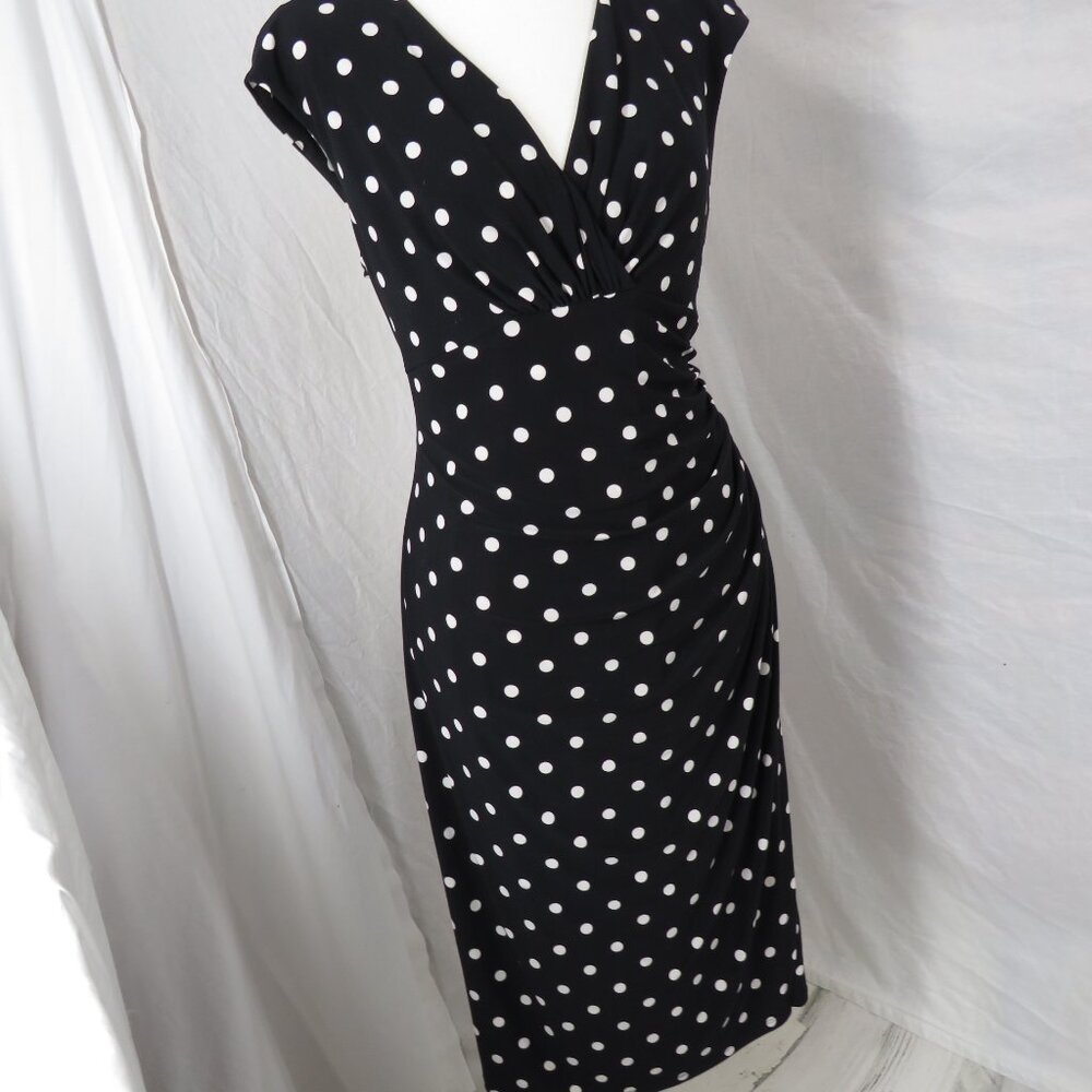 ✨ Lauren Ralph Lauren Black & White Polka Dot Off-the-Shoulder Dress | Size 14 ✨